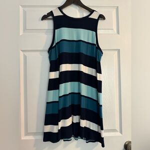 Sleeveless Loft Dress. Coastal block stripes. Size XL.